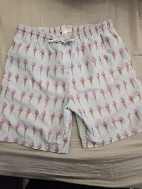 Boys Stella Cove Light Blue Swim Trunks with Pink Ice Cream Print